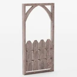 Medieval wooden balcony 3D model, low-poly, designed for game development in Blender 3D.