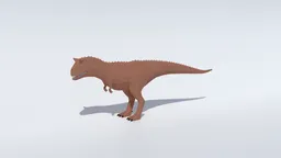 Low-poly 3D rendering of a Carnotaurus with separate meshes for teeth, eyes, and spikes, optimized for CG visualization.