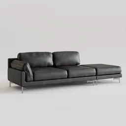 Detailed 3D-rendered black leather sofa with a minimalist design, suited for modern interior scenes in Blender.
