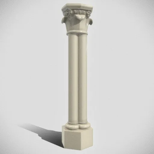 Detailed 3D model of a medieval trilobate column featuring ornate ovoli, perfect for Blender street scenes.