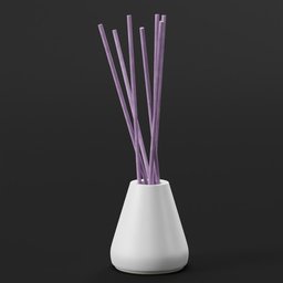 "Discover the IKEA NJUTNING Vase, a stunning 3D model for Blender 3D. This product design render showcases a close-up of a vase adorned with scented sticks on a black background. Customizable colors within the shader editor enhance the visual appeal. Indulge in Nordic pastel colors and be inspired by the intricate details of this exquisite model."