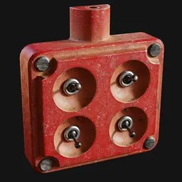 Vintage Industrial 2x2 Light Switch Red