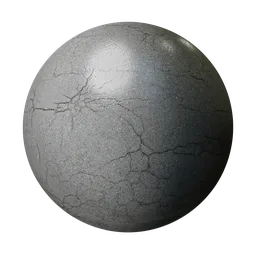 High-resolution PBR cracked asphalt material for 3D modeling and rendering, ideal for realistic surface texturing in Blender and similar software.