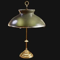 1920s Green Shade Library Lamp