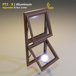 "Aluminum window 3D model with two openings and adjustable size. Perfect for architectural visualization projects. Created with Blender 3D software."