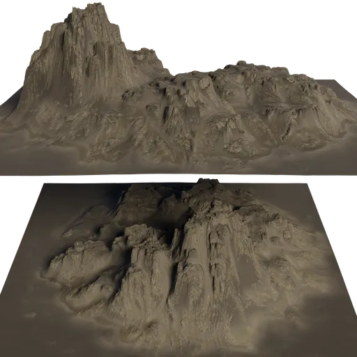 Detailed 3D rendering of rugged sediment terrain islands with realistic textures for use in Blender.
