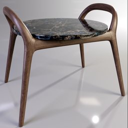 "Dark wood and marble coffee table 3D model for Blender 3D. Photorealistic design with polished finish by Nassos Daphnis. Perfect for contemporary interiors."