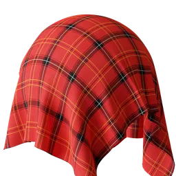 High-resolution tartan fabric texture for 3D rendering in Blender, seamless PBR material for realistic simulations.