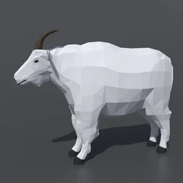Digitally crafted geometric goat for Blender 3D, ideal for game development and animation, displayed in a neutral pose.