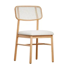 3D-rendered Blender model of a wooden Netro Dining Chair with woven cane backrest and padded seat.
