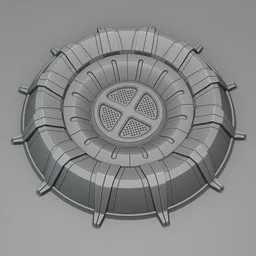 3D sculpting brush imprint of a mechanical cogwheel design for precision modeling in Blender.