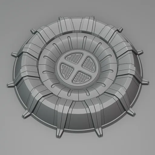 3D sculpting brush imprint of a mechanical cogwheel design for precision modeling in Blender.