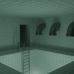 Backrooms Abandoned Swimming Pool Scene