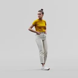 Girl in a T-shirt leans on a railing