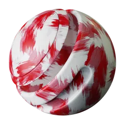 Red and white semi-procedural paint brush strokes material for Blender 3D with adjustable scale, rotation, and metallic settings.