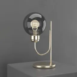 3D model of a modern brass U-shaped nightstand with a darker glass lamp, designed for Blender rendering.