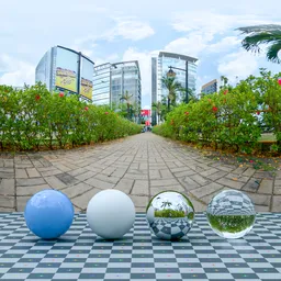 Urban Garden Walkway & Skyscrapers