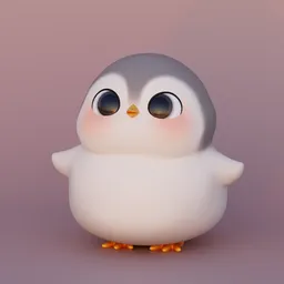 Charming 3D baby penguin Blender model with a plump figure and endearing expression, ideal for animation.
