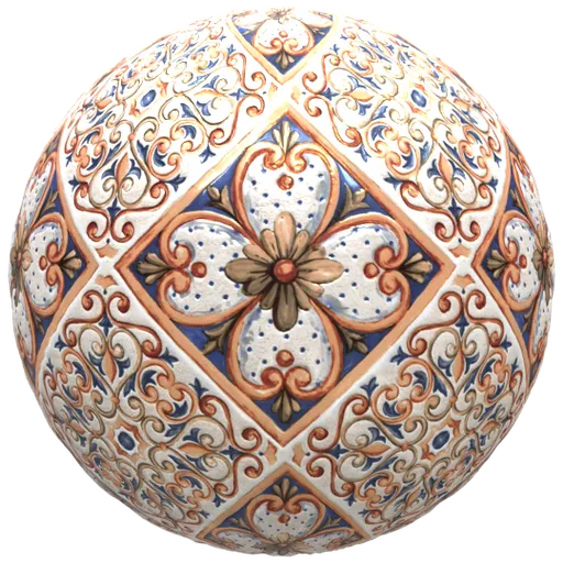 Highly detailed PBR Mexican ceramic tile material with versatile configuration for Blender 3D texturing.