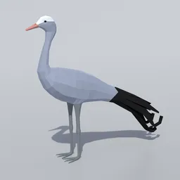 Low Poly Blue Crane