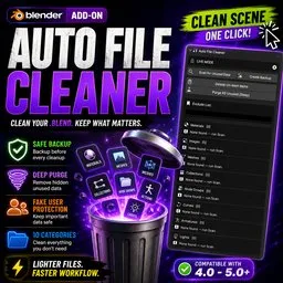 Auto File Cleaner - Remove Unused Materials, Images & Meshes | Blender 4.0–5.0+