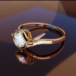 Sophisticated rose gold 3D ring model with diamond detailing, perfect for Blender 3D artists and jewelry designers.