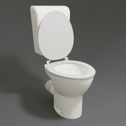 High-quality 3D model of a modern toilet with lid up, compatible with Blender.