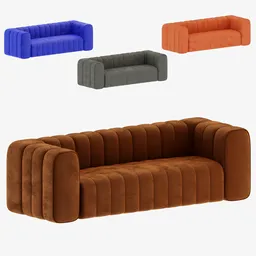 Modern Velvet Upholstered Sofa 3-Seater