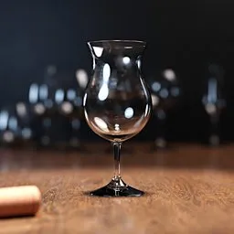 Detailed 3D model of an elegant, clear glass Madeira Cup with realistic reflections for Blender rendering.