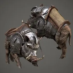 Armored War Boar - Rigged-Game Ready
