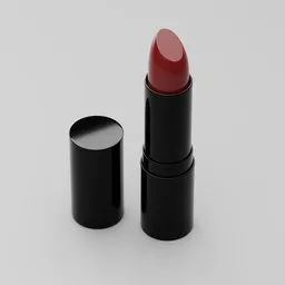 High-quality 3D model showcasing a red lipstick with cap, perfect for Blender 3D artists and cosmetic renderings.