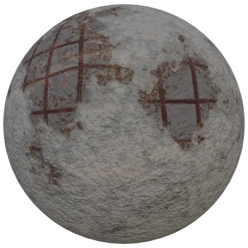 High-quality PBR Damaged Concrete material with realistic rusty textures for 3D modeling in Blender.