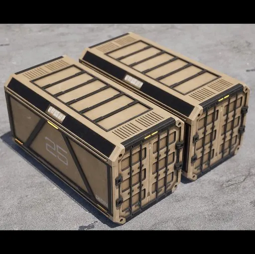 Optimized low-poly 3D sci-fi container asset for game development in Blender.