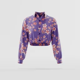 Plum Blossom Cropped Button-Up