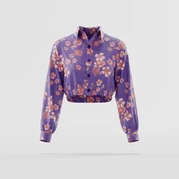 Plum Blossom Cropped Button-Up