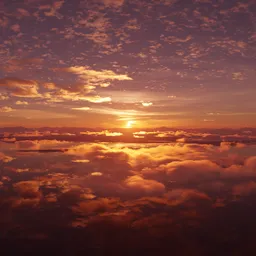 Cloudy Red Sunset Sky Aerial