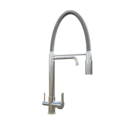 High-resolution 3D model of a chrome kitchen faucet with sleek design, compatible with Blender 3D rendering.