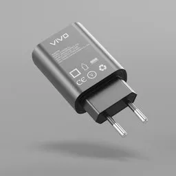 "Black and white power adapter - VIVO charger with 4k texture for Blender 3D. Close up shot representing a detailed female android holding a battery, inspired by Viktor Oliva. High-resolution lightning and rain sensor incorporated in this full-featured household appliance."