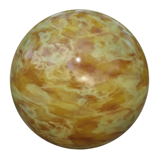 High-quality PBR texture for 3D rendering, showcasing golden hues and intricate veining suitable for Blender.