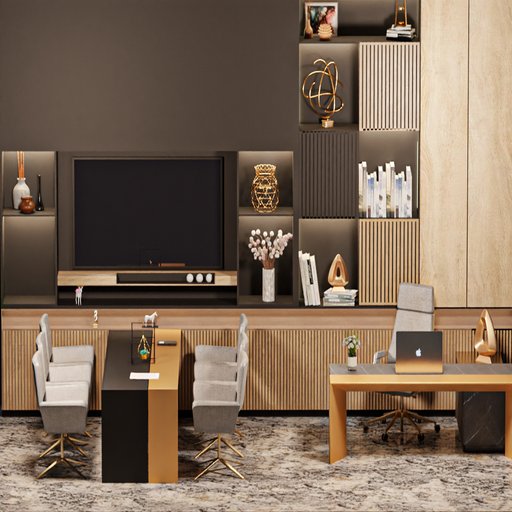 Office And Table set Desks models BlenderKit