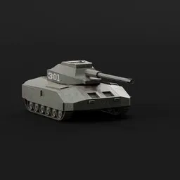 "Lowpoly Tank 3D model for Blender 3D, perfect for military games and shooting with minimal memory usage. Inspiring design influenced by Adolf Schrödter. Suitable for 3D renderings and 3D printing."