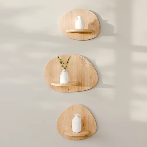 Organic Wood Wall Shelf Set