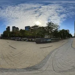 In front of the building