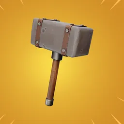 Detailed 3D model of a stylized hammer, game-ready with high-resolution textures, ideal for Blender animations.