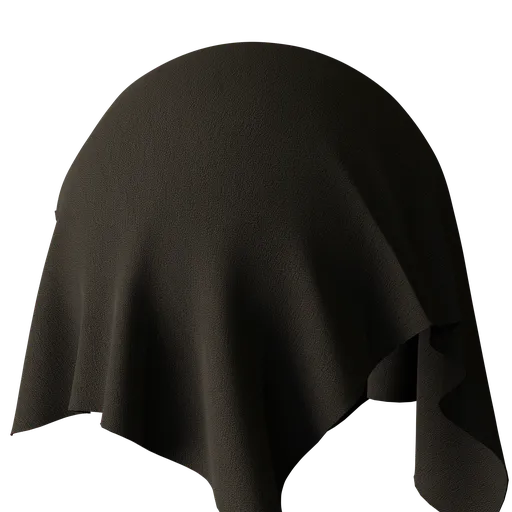 High-resolution black fabric PBR texture for 3D artists and Blender users, suitable for realistic fabric rendering.