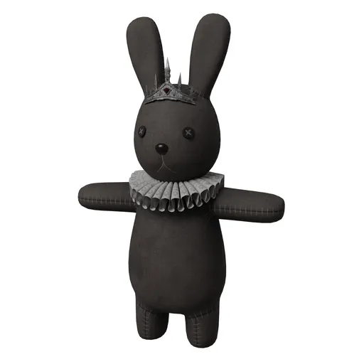 Detailed 3D rabbit doll, rigged, in Blender, perfect for animation and games.
