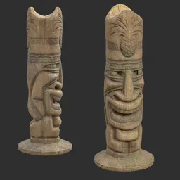 Tiki God Jolly Spirit Statue Moss Wood