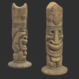 Tiki God Jolly Spirit Statue Moss Wood