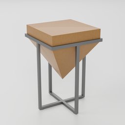"Minimalistic modern living room table in batoidea shape with a box on top, ideal for retail and market settings. High detail 3D model created in Blender 3D by Brian Fies and Derf."