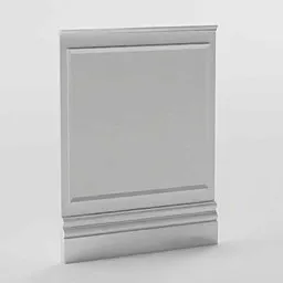 3D render of a classic white wooden wall panel with detailing, suitable for Blender, including PBR textures.